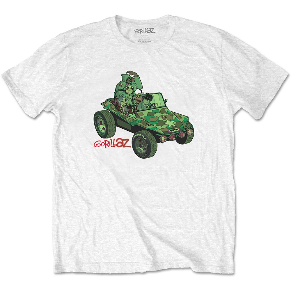 Gorillaz - Green Jeep Tshirt Homme - Blanc